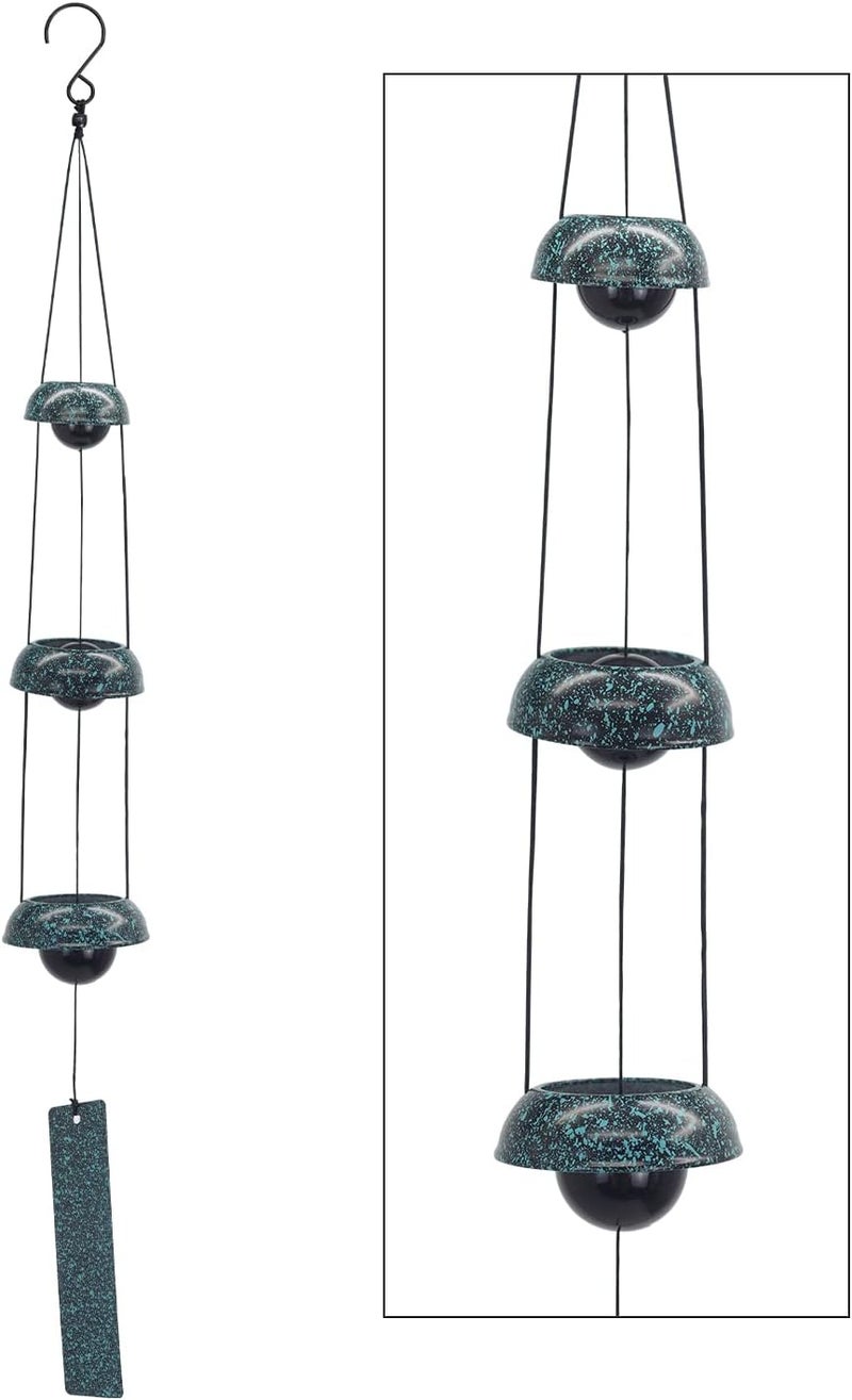 ASTARIN Temple Wind Chimes - Dark Atrovirens, 3 Bells, Feng Shui Home Yard Decoration, Memorial Gift for Peace Lovers - Image 1